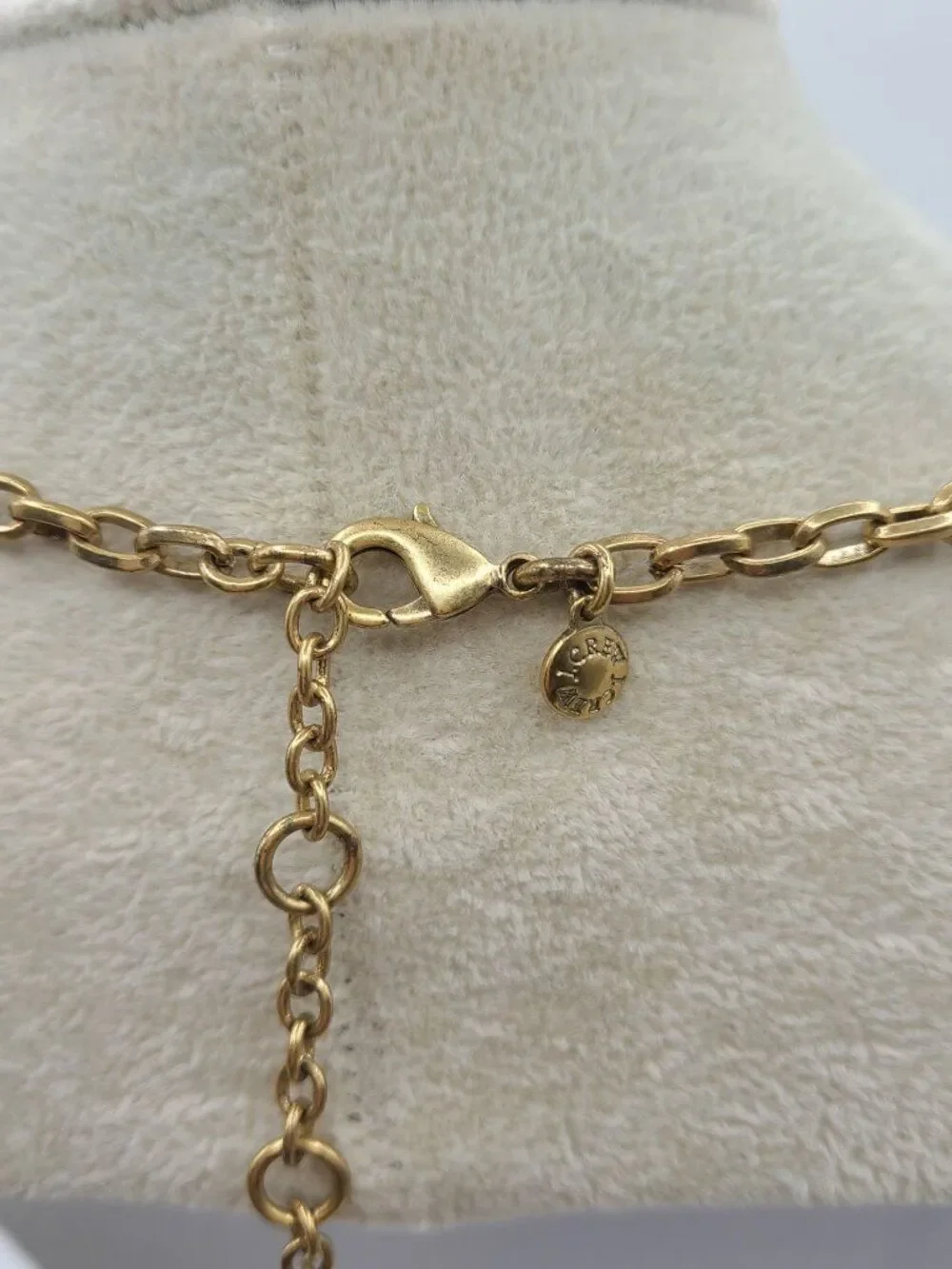 J Crew Green Gray Blue Crystal Gold Tone Necklace